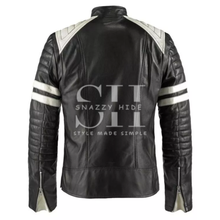 Mens Fight Club Mayhem Style Black Leather Motorcycle Jacket Worn By Brad Pitt