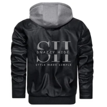 Mens Faux Leather Jacket With Removable Hood