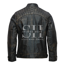 Mens Dsitressed Black Motorbike Leather Jacket