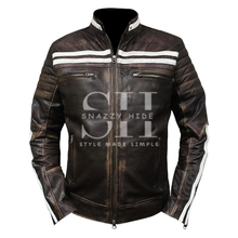 Mens Brown Cafe racer Leather Jacket