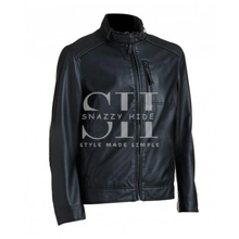 Mens Black Ribbed Leather Jacket