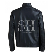 Mens Black Ribbed Leather Jacket