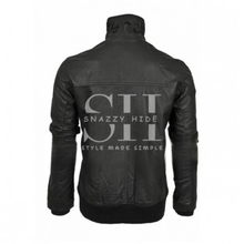 Mens Black Leather Retro Bomber Jacket