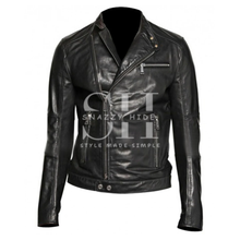 Mens Black Leather Moto Jacket