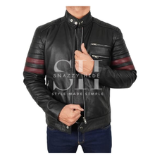 Mens Black Genuine Lambskin Leather Jacket