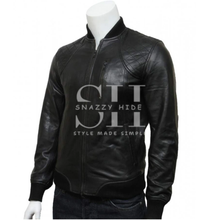 Mens Biker Slim Fit Bomber Jacket