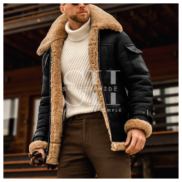 Mens Biker Jacket With Fur