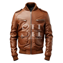 Men's Slim Fit Zipper Strap Motorcycle Leather Jacket