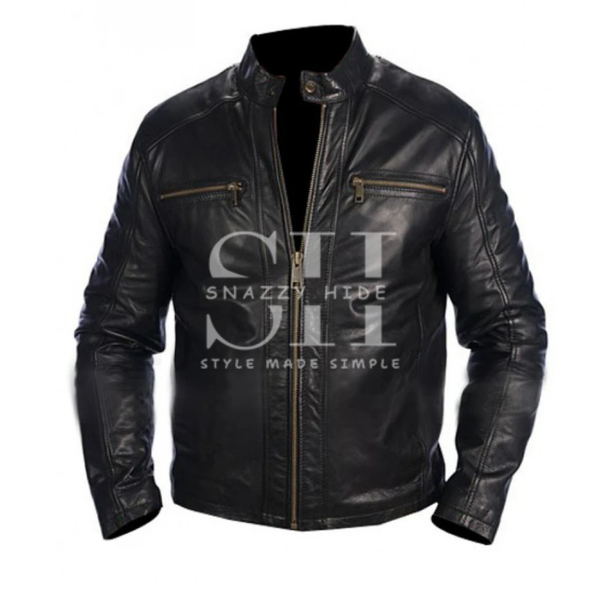 Men's Lambskin Black Zipper Jacket