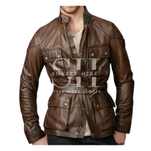 Men's Brown Leather Jacket Waxed