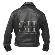 Men Wendy Denim Style Black Leather Jacket