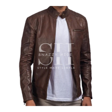 Men Waxed Biker Leather Jacket