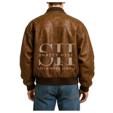 Classic Brown Leather Bomber Jacket for Men