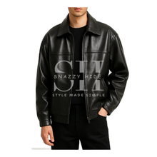 Men’s Classic Black Leather Zip-Up Jacket