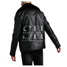 Mens Leather Biker Jacket With Fur Collar