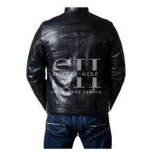 Men’s Sheepskin Black Leather Biker Jacket