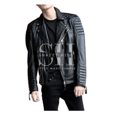 Mens Quilted Leather Moto Jacket
