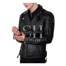 Mens Quilted Leather Moto Jacket