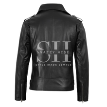 Slim Fit Belted Rider Black Jacket