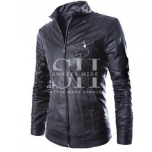 Slim fit Mens Faux Leather Biker Jacket