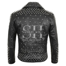 Men Studded Black Leather Jacket