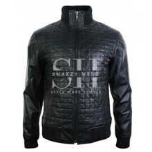 Retro Slim fit Black Quilted Bomber Jacket