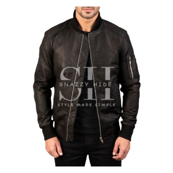 Men Smooth Leather Unfilled Bomber Jacket