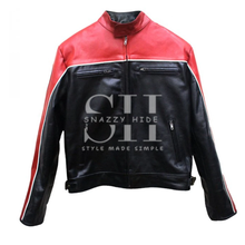 Red And Black Biker Leather Jacket For Men