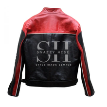 Red And Black Biker Leather Jacket For Men