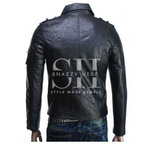 Slim fit Black Leather Jacket Mens Biker