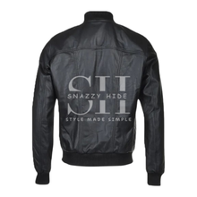 Slim Fit Black Bomber Style Leather Jacket
