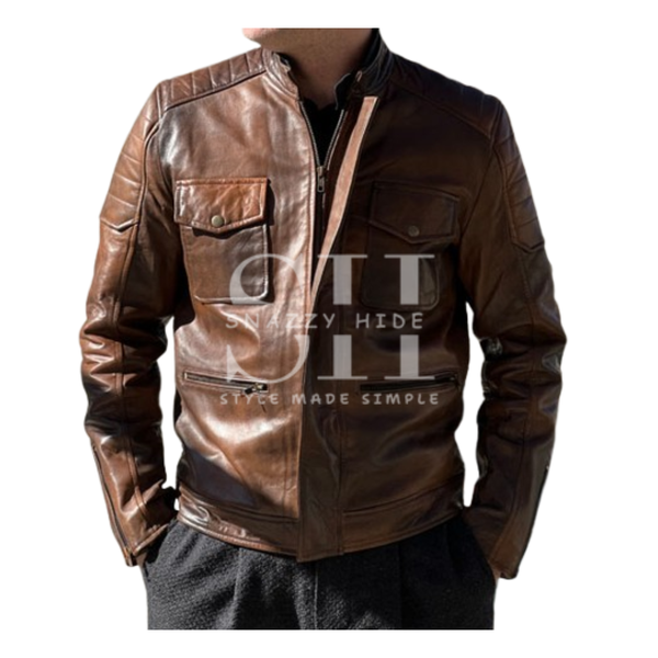 Men’s Dark Brown Leather Motorcycle Jacket