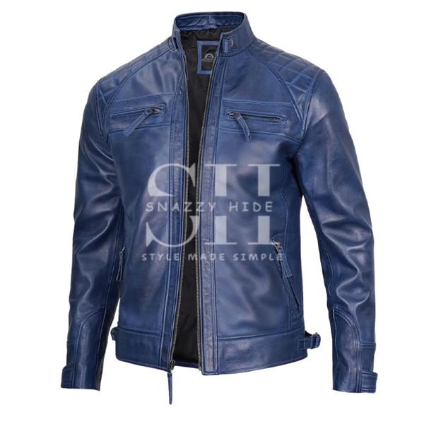Men’s Leather Biker Waxed Jacket