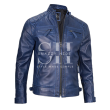 Men’s Leather Biker Waxed Jacket