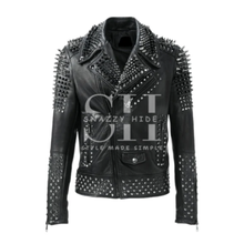 Men’s Rock Punk Studded Biker Leather Jacket