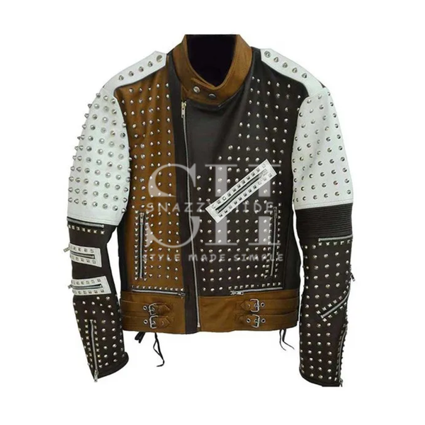 Men’s Cafe Racer Punk Biker Leather Jacket