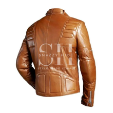 Men’s Brown Padded Biker Leather Jacket