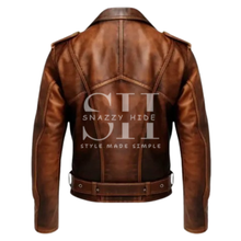 Men’s Vintage Brown Leather Biker Jacket