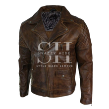 Men’s Vintage Leather Distressed Biker Jacket