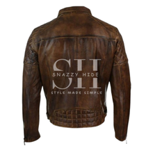 Men’s Vintage Leather Distressed Biker Jacket
