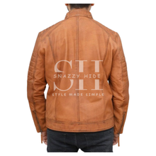 Men’s Distressed Brown Leather Biker Jacket