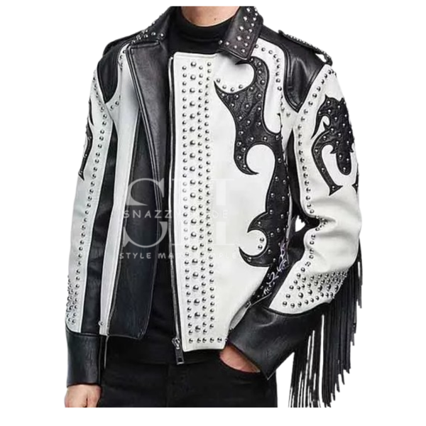 Tribal Rock Punk Gothic Rivet Studded Biker Fringe Jacket
