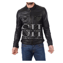 Men’s Slim-fit Biker Jacket in Waxed Leather