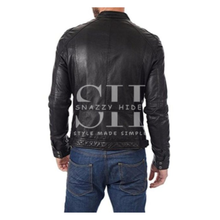Men’s Slim-fit Biker Jacket in Waxed Leather