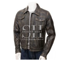 Men’s Waxed Leather Quilted Biker Jacket
