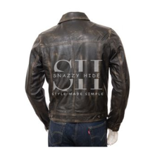 Men’s Waxed Leather Quilted Biker Jacket