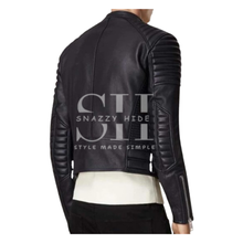 Mens Asymmetrical Black Bikers Padded Jacket