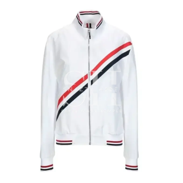Men's White Fleece Bomber Jacket