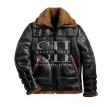 Men RAF B3 Sheepskin Black Bomber Jacket