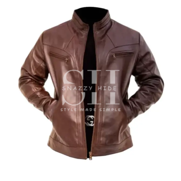 Men Classic Cafe Racer Leather Jacket
